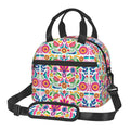 Axyaa Mexican Flowers Floral Art Lunch Bag: Insulated Thermal Cooler for Work, School, Picnic