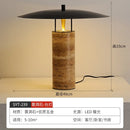 Axyaa Yellow Travertine Table Lamp LED Marble Base Postmodern Mushroom Desk Light