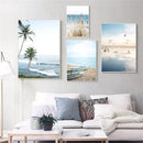 Axyaa Seagull Beach Boat Canvas Art Print for Living Room Decor
