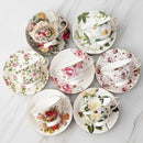 Axyaa Flower Tea Set with Porcelain Mug, Saucer, and Spoon