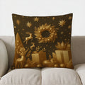 Axyaa Deer Tree Gift Cushion Cover for Sofa Bedroom Car - Golden Christmas Pattern
