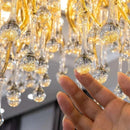 Gold Crystal Ceiling Chandelier for Dining Living Room Luxury by Axyaa