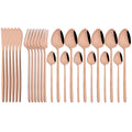 Gold Stainless Steel Cutlery Set by Axyaa - 24Pcs Western Tableware Flatware