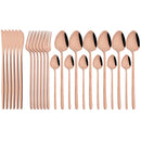 Gold Stainless Steel Cutlery Set by Axyaa - 24Pcs Western Tableware Flatware