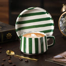 Axyaa Minimalist Stripe Ceramic Coffee Cup and Saucer Set