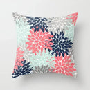 Axyaa Red Yellow Blue Floral Geometric Pillowcase 45*45cm