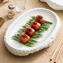 Axyaa Rock Oval Plate White Porcelain Dining Tableware