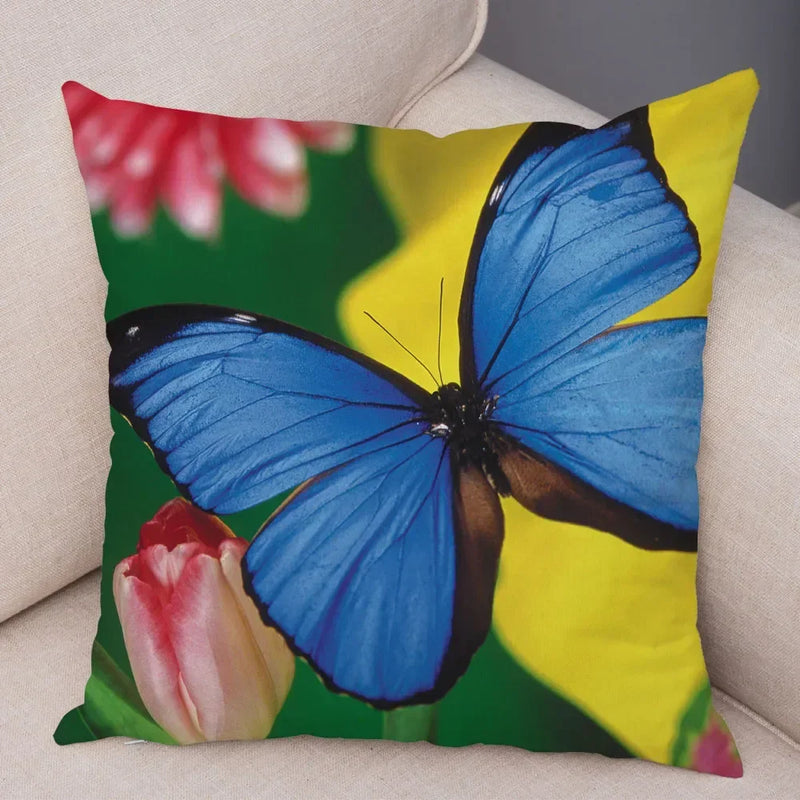 Axyaa Butterfly Flower Pillow Cover 45*45cm for Home Sofa Decor