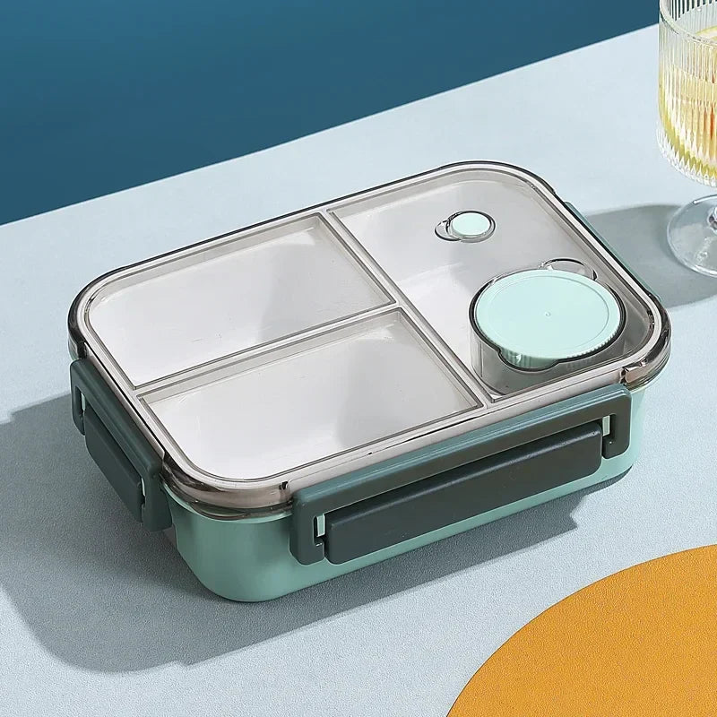 Axyaa 850ml Leakproof Bento Lunch Box with Sauce Box - Portable & Microwavable