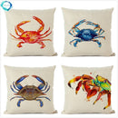 Axyaa Crab Print Cushion Cover 45x45cm Square Home Decor Pillowcase