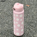 Axyaa Pink Daisy Insulated Stainless Steel Water Bottle