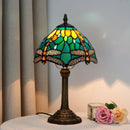 Axyaa Red Rose Stained Glass LED Table Lamp 8 Inches