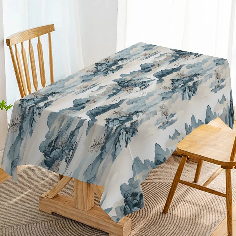 Axyaa Mountain Breeze Tablecloth: Elegant, Waterproof, & Stain Resistant Home Decor