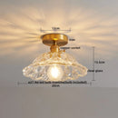 Axyaa Glass Copper LED Ceiling Light Fixture Simple Art Bedroom Living Room Chandelier