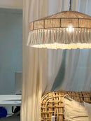 Axyaa Handmade Rattan Pendant Lamp with Natural Tassel Charm