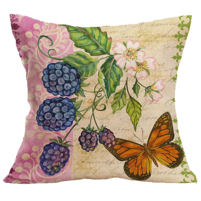 Axyaa Butterfly Pattern Linen Cushion Sleeve for Home Living Room Bedroom Sofa Car