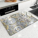 Axyaa Metallic Pattern Coffee Mat: Quick Kitchen Drying Mat for Draining Dishes & Utensils