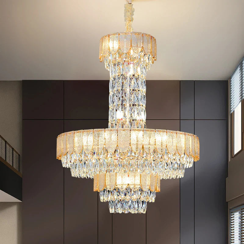 Axyaa Crystal Chandelier: Postmodern Light Luxury for Living Room, Hotel Lobby & Villa.