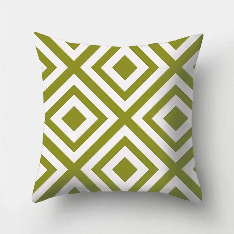 Army Green Geometric Printed Pillowcase by Axyaa for Living Room and Bedroom Decor