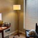 Axyaa Nordic Wood Fabric Shade LED Floor Lamp for Home Decor
