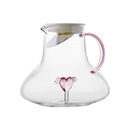 Axyaa 3D Pink Winged Heart Glass Carafe - Lovely Water Jug for Lovers