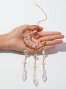 Axyaa Moon Crystal Suncatcher with Colorful Prism Pendant - Garden, Patio, Home Décor