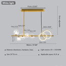 Axyaa Glass Bubble Pendant Lamp Black Gold LED Chandelier Light