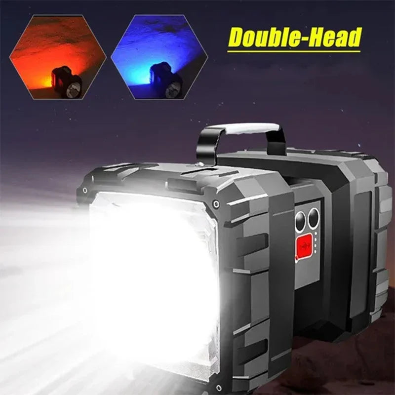 Axyaa XHP100 LED Rechargeable Double Head Searchlight Handheld Flashlight