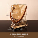 Axyaa Glass Vase Bag Style Handbag: Chic Leather Terrarium Flower Pot for Home Decor