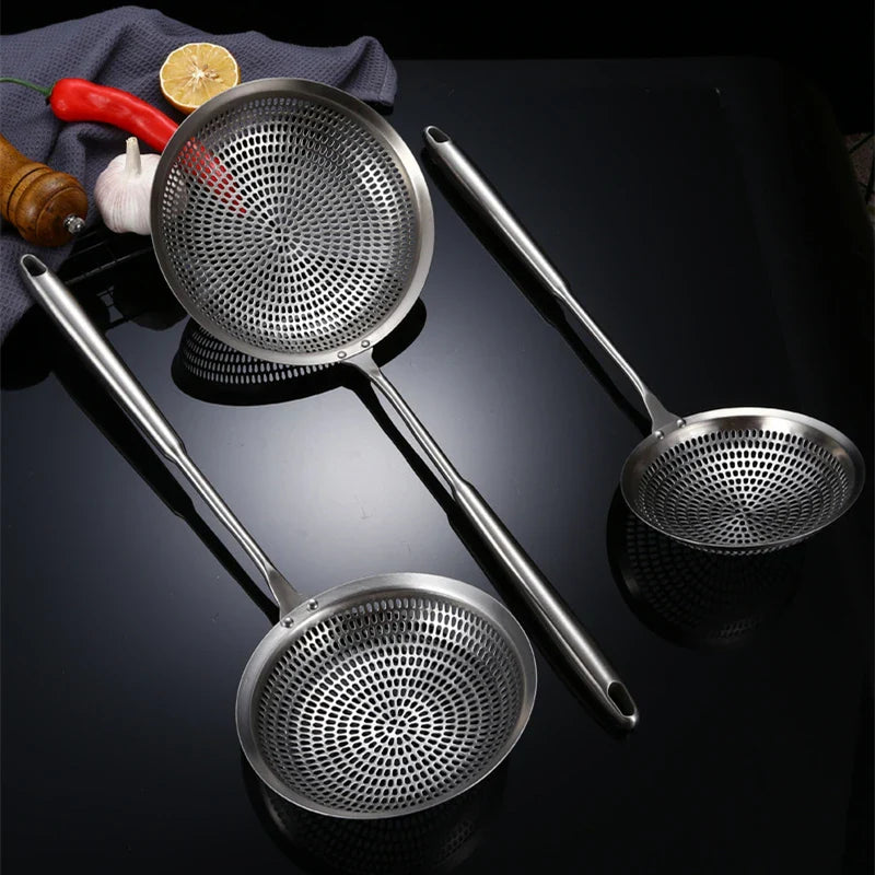 Axyaa Stainless Steel Large Colander Skimmer French Fries Strainer Kitchen Utensil