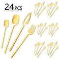 Axyaa 24-Piece Stainless Steel Cutlery Set in Matte Black Finish