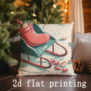Axyaa Santa & Sleigh Print Pillow Cover for Sofa, Bedroom, Car - Christmas-Themed