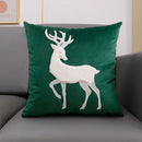 Axyaa Christmas Elk Tree Embroidered Pillowcase Cojines Red Green Decorative Cushion Cover