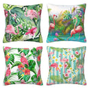 Axyaa Flamingo & Tropical Floral Pillow Cover Pattern for Sofa, Bedroom, Car