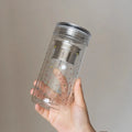 Axyaa Star Double Glass Water Bottle Tea Cup with Filter & Sleeve