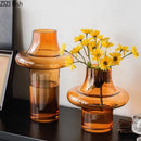 Axyaa Amber Glass Vase Hydroponics Flower Pots Table Decor Aesthetic Floral Room Accent