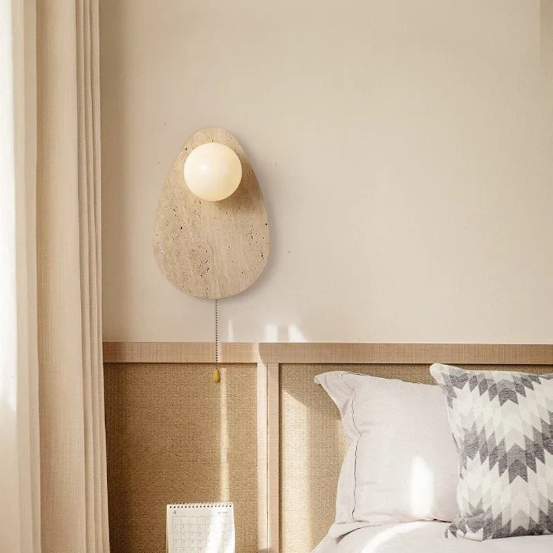 Axyaa Stone Art Wall Lamp with Glass Lampshade and LED Light