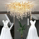 Axyaa Crystal Water Drop Branch Pendant Light Luxury Lamps for Living & Dining Room