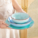 Axyaa Handpainted Ceramic Dinnerware Set with Spirals Pattern