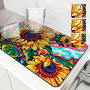 Axyaa Kitchen Absorbent Mat: Oil Painting Antiskid Draining Coffee Dish Drying Mat