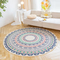 Axyaa Round Boho Cotton Linen Rug with Tassel Detail