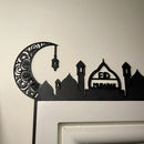 Axyaa Hollow Moon Church Door Frame with Happy Ramadan, Eid Mubarak Hanging Ornaments