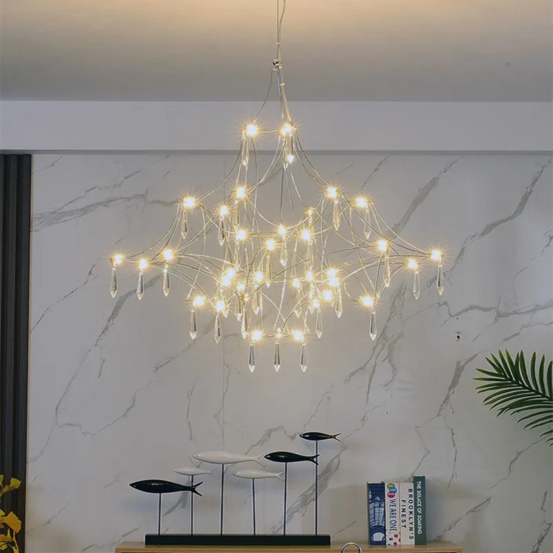 Axyaa Golden Lustre Crystal Chandeliers - Luxe LED Lighting for Home Décor
