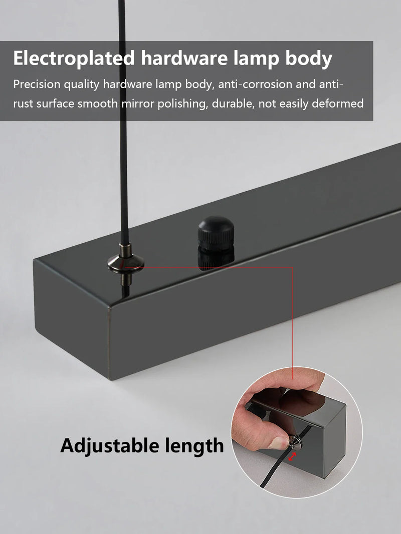 Axyaa Black Linear Glass Chandelier for Dining Room and Kitchen Island