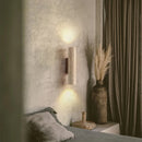 Axyaa Wood Canopy LED Wall Lights Bedroom Bedside Lamp Sconce - Nordic Modern Yellow Travertine