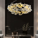 Axyaa Gold Villa Crystal LED Chandelier - Elegant Lighting for Dining Room & Lobby