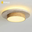 Axyaa Yellow Stone Round Ceiling Lights LED28w Wabi Sabi Walnut Wood 3000K/6000K