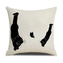 Axyaa Funny Cats Linen Pillow Cover 45x45cm - Farmhouse Decor & Office Throw Pillowcase