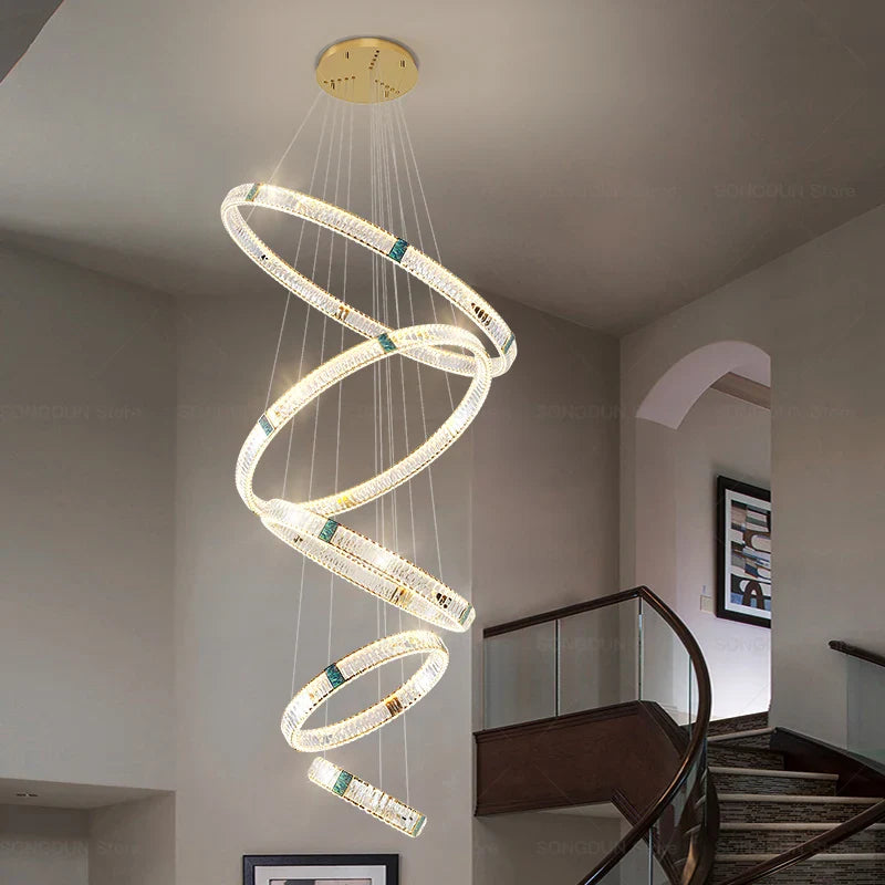 Axyaa Crystal Chandelier: Post-Modern Villa Livingroom Light for Elegant Ambiance