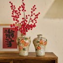 Axyaa Hand-Painted Persimmon Hydroponic Flower Vase for Entrance, Living Room, TV Cabinet
